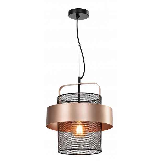 Černá a měděná závěsná lampa E27 Fiba Candellux