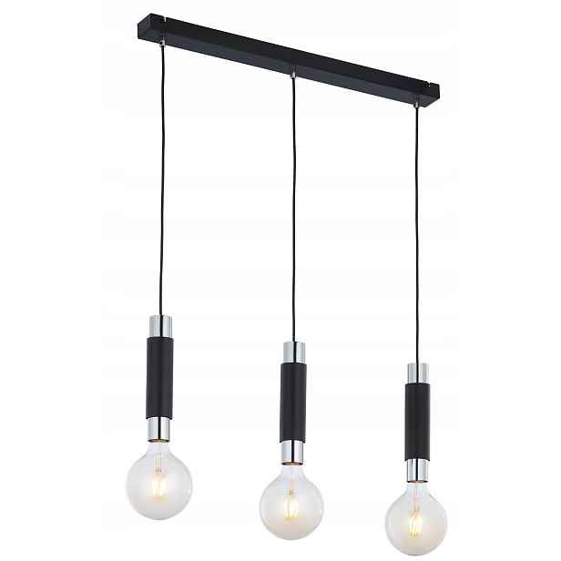 Závěsná lampa Lile Černá Stříbrná 3xE27 Stropní Svítidlo do obývacího pokoje Dům