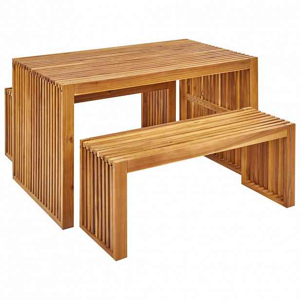 Beliani ZAHRADNÍ NÁBYTEK SADA 4-místná Akáciové dřevo světle hnědý 3-dílná Bellano