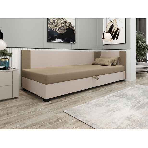Čalouněná jednolůžková postel 120x195 ARIADNA PLUS 2 - hnědá / ecru