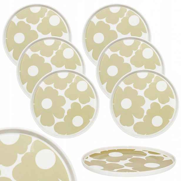 Komplet dezertních Talířů 20 CM 6 Ks Beige Bloom nádobí s květinami