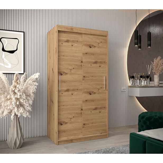 Skříň s posuvnými dveřmi v šířce 100 cm TIMEA - dub artisan