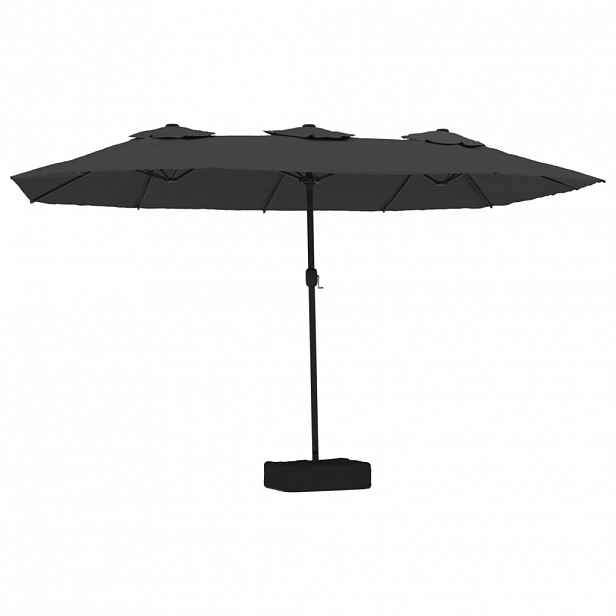 vidaXL Dvojitý zahradní slunečník s LED antracitový 449 x 265 cm