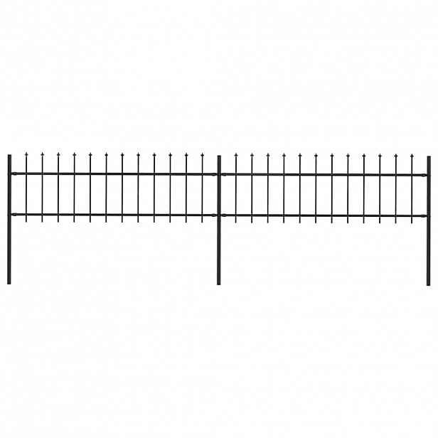 vidaXL Zahradní plot s kopím nahoře ocelový 337 x 60 cm černý