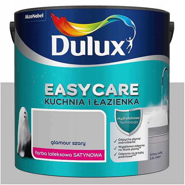 Barva na stěny Dulux EasyCare Kuchyně a koupelna Glamour Šedá 2,5L