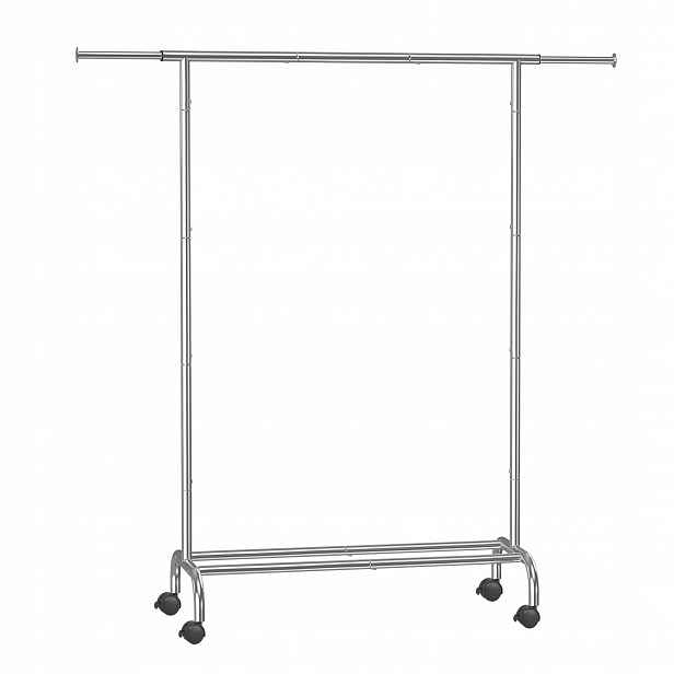 Mobilní věšák stříbrný na oblečení s botníkem boxy 156 cm šatna