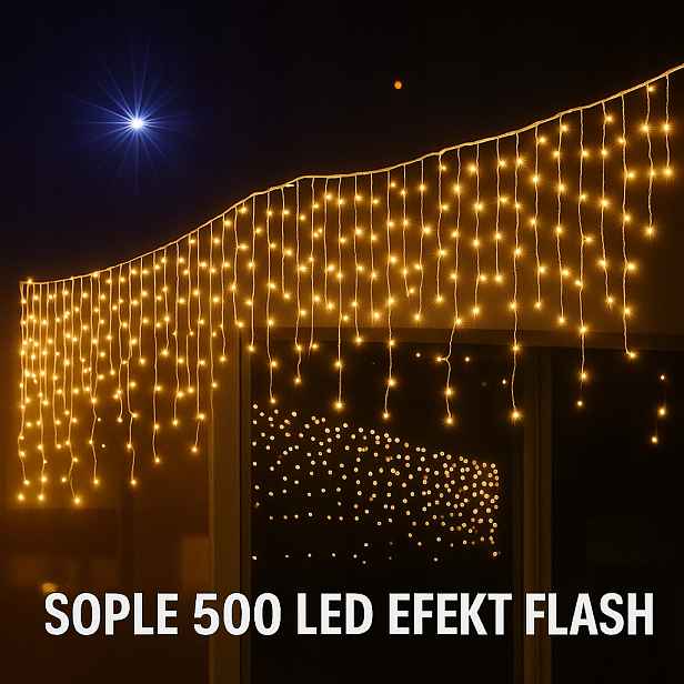 Rampouchy 500 Led 25 M Teplá Bílá Bílá Flash Záclona Vánoční Osvětlení IP44