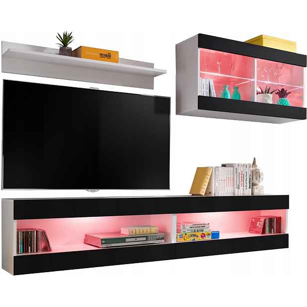 Sada nábytku Rtv Tivoli SET6 Bílá/Černá, Rgb Led