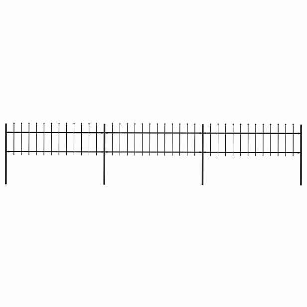 vidaXL Zahradní plot s kopím nahoře ocelový 504 x 60 cm černý