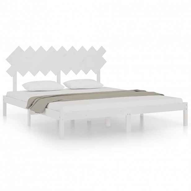 vidaXL Rám postele bílý 180 x 200 cm Super King masivní dřevo