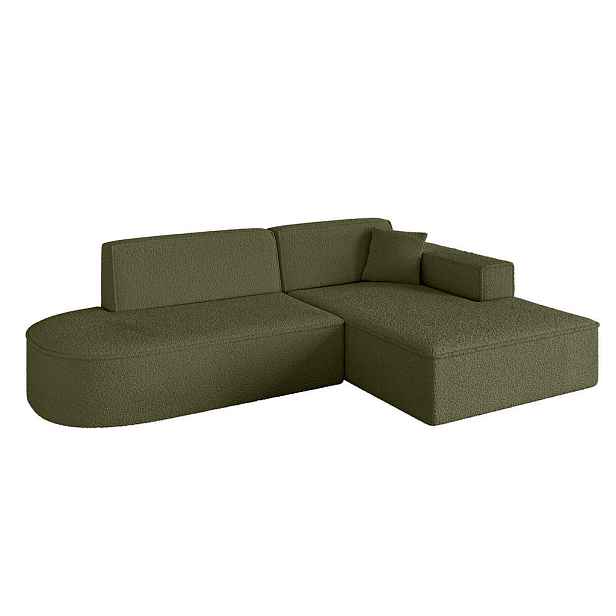 ALTDECOR ROHOVÁ SEDAČKA s otomanem, pravá IREA-L1-v4 232x165x77 Zelená Buklé