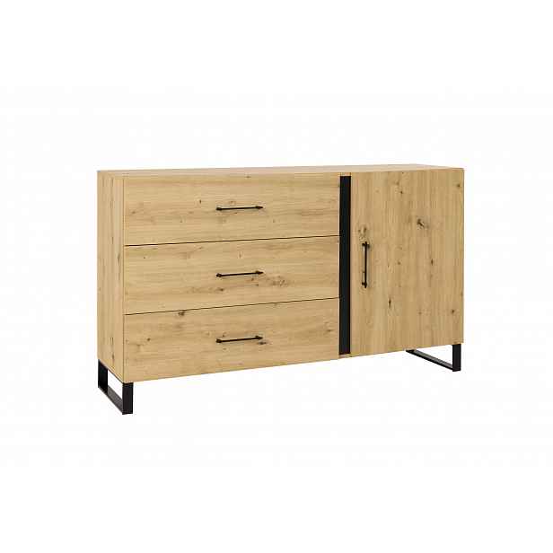 Komoda František 5 dub artisan/černý HELCEL