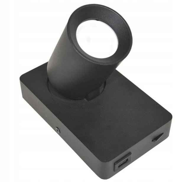 Lampa spotlight Taft 1xGU10 černá Usb zásuvka