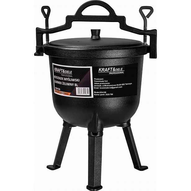 Litinový Lovecký Kotlík Kapacit 8 L KD4186 Kuchyňský Velký Hrnec