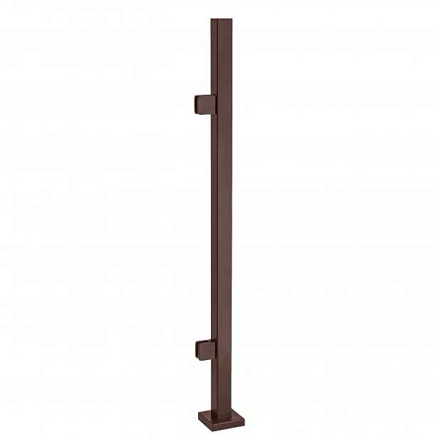 Startovací sloupek 100 cm pro skleněné zábradlí 40x40 Hnědý 2 držáky Loft