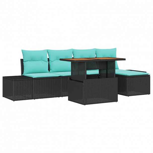 vidaXL Zahradní jídelní souprava 6 ks Černá a tyrkysová