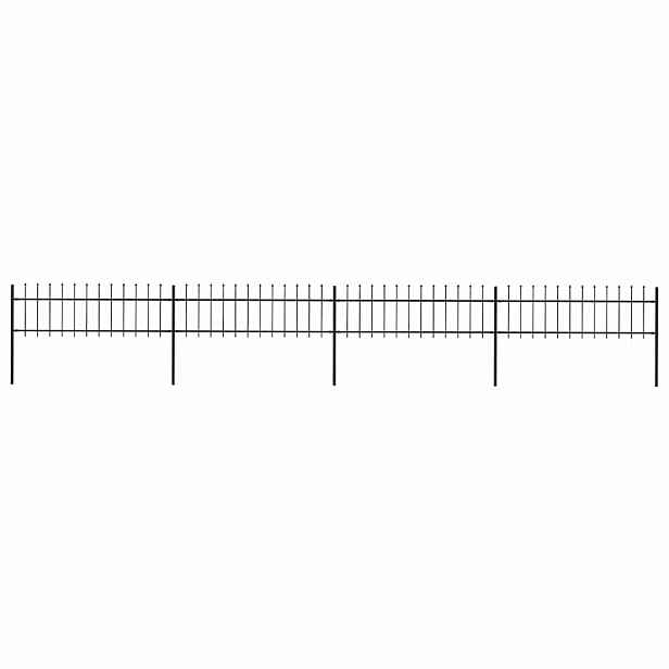 vidaXL Zahradní plot s kopím nahoře ocelový 671 x 60 cm černý
