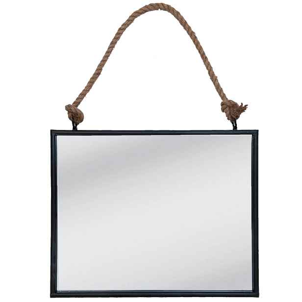 Zrcadlo v černém rámu zavěšené na lanu - 50*4*40 cm Clayre & Eef