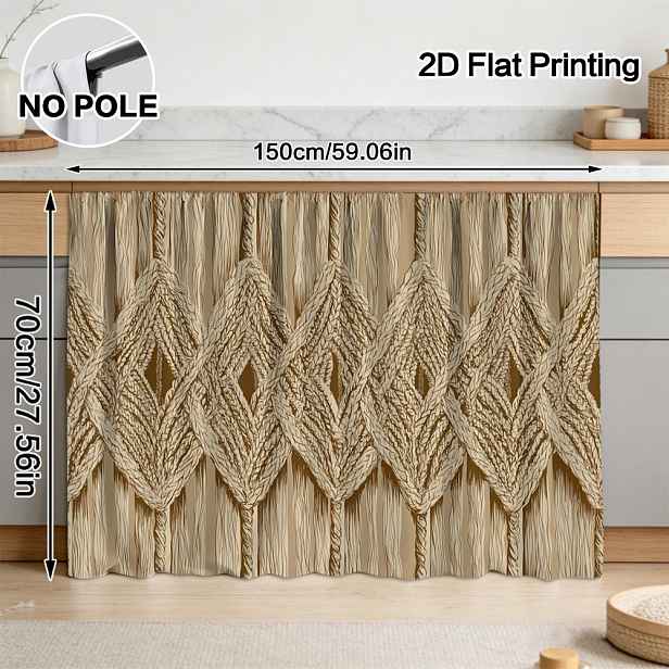 TEMU 2D ploché - 2D ploché - Ploché 2D dekorativní závěsy na skříňky s designem diamantového lana - Snadné zavěšení, lze prát v pračce, ideální pro