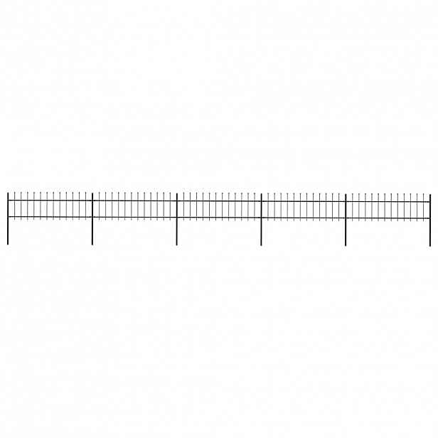 vidaXL Zahradní plot s kopím nahoře ocelový 838 x 60 cm černý