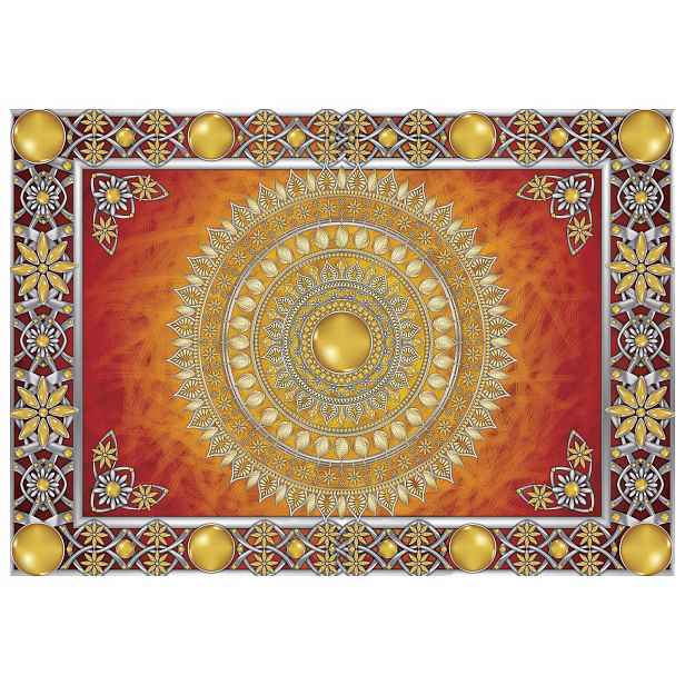 Tapeta Mandala Zlatá Balanční Stříbrná Harmonie Červený Ornament 250x175+lepidlo