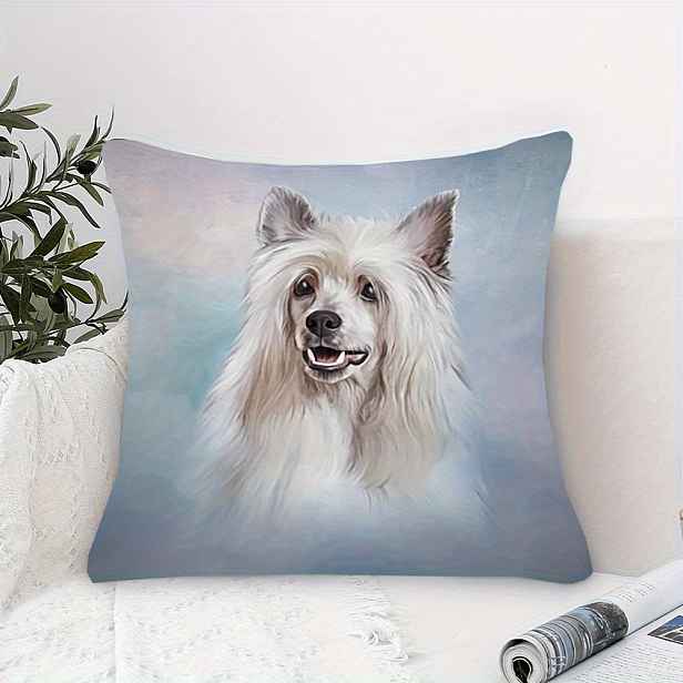TEMU Plyšový obal na polštář pro čínského kryštapasáka 18x18 palců - měkký polyester, zip, lze prát v pračce, moderní styl pro obývací pokoj a domácí