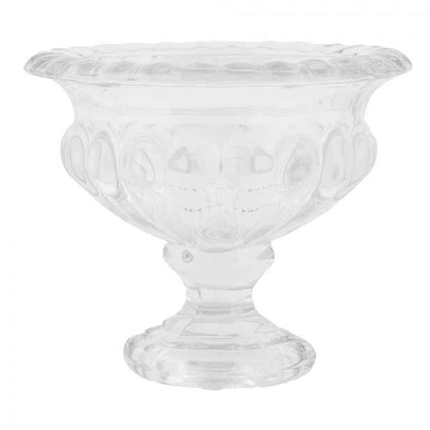 Transparentní skleněná váza/ miska s dekorem - Ø 13*11 cm Clayre & Eef