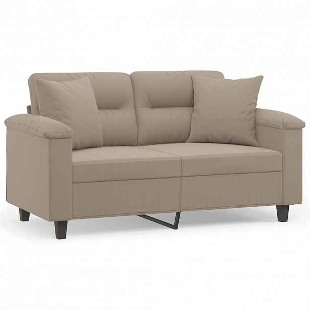 vidaXL 2místná pohovka s polštáři taupe 120 cm tkanina z mikrovlákna