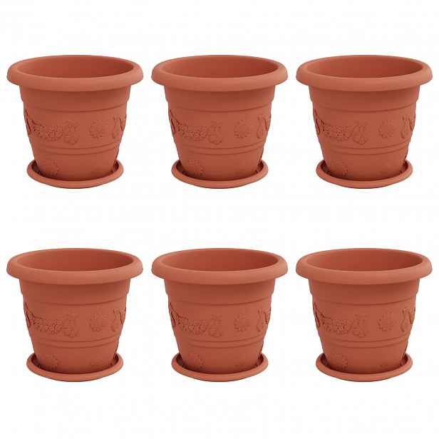 vidaXL Květináče 6 ks Cihlově červená Ø 26 x 21.5 cm Plast