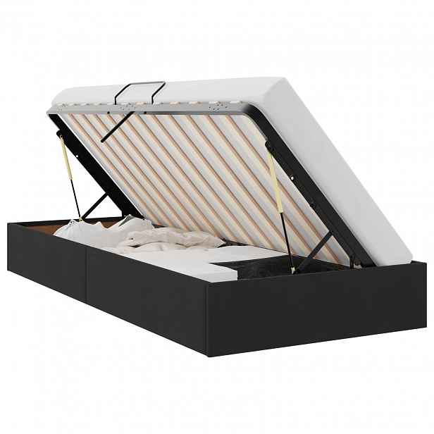 vidaXL Ottoman postel s úložištěm Černá 100 x 200 cm Samet