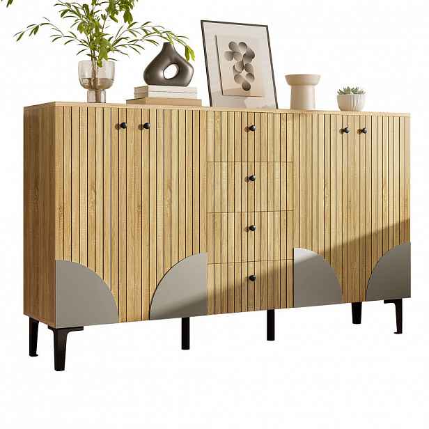 FLIEKS SKŘÍŇ 160x36x94cm dřevo 4 dvířka 4 zásuvky