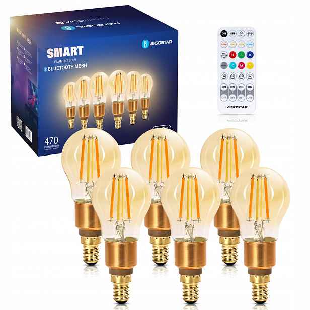 Inteligentní žárovka E14 G45 4,5W 470LM 2700K-6500K Bluetooth Mesh 6 Ks