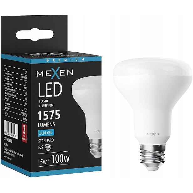 Mexen Nova Led Žárovka E27 R80 15W Studená Bílá 6500K 1575 LM