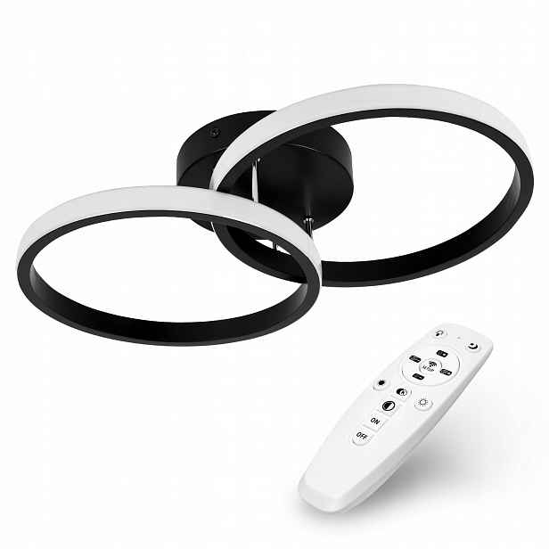 stropní svítidlo Led Stropní Svítidlo Lustr 22W Dálkový Ovladač Ovládání Kulatý Prsten Černý Moderní