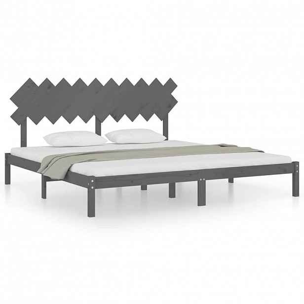 vidaXL Rám postele šedý 200 x 200 cm masivní dřevo