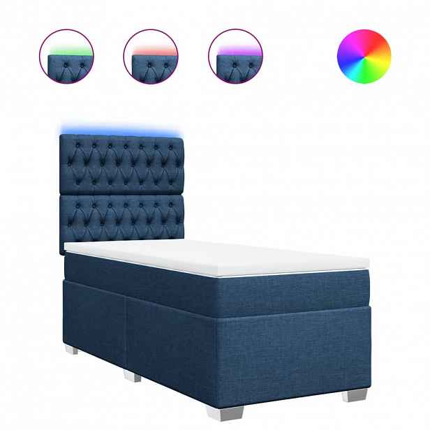 vidaXL Box spring postel s matrací modrá 80x200 cm textil