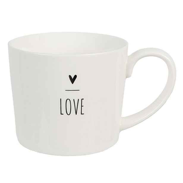 Bílý hrnek se srdíčkem s nápisem Love - Lovely Day - 12*8*7 cm / 275 ml Clayre & Eef