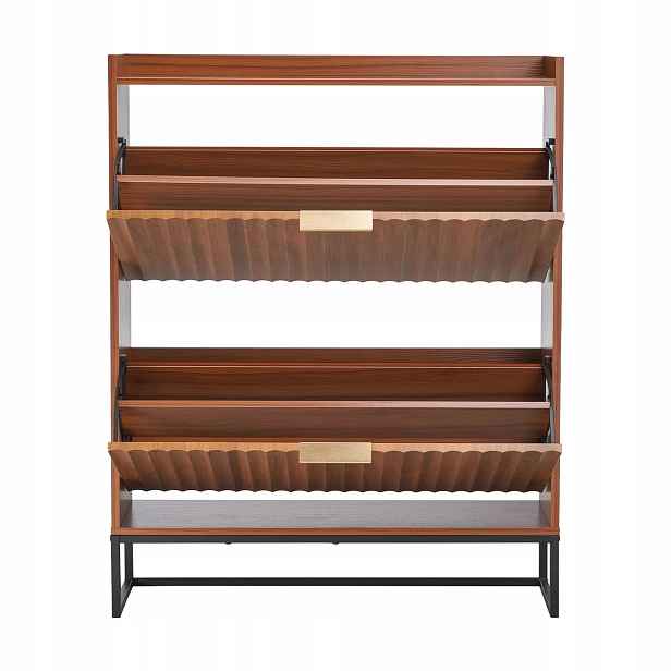 Skříň na boty organizér premium 2 klopy hnědá 80 x 24 x 100 cm stabilní