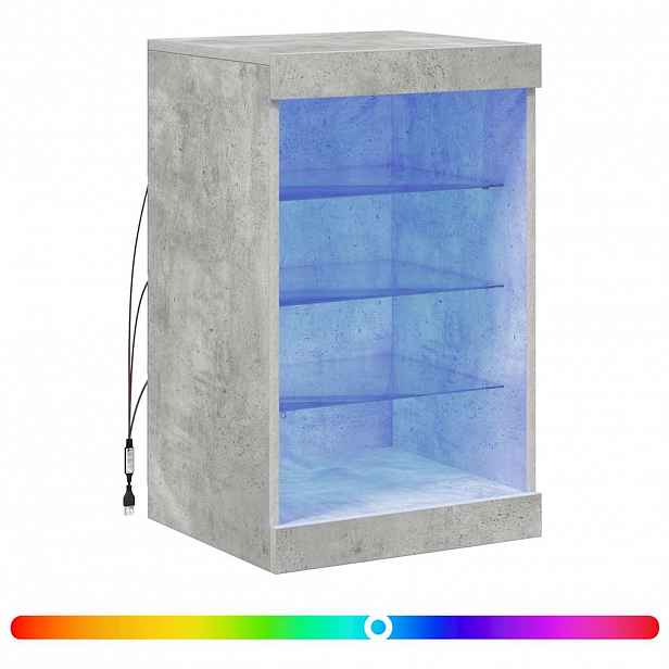 vidaXL Příborník s LED osvětlením betonově šedý 41 x 37 x 67 cm
