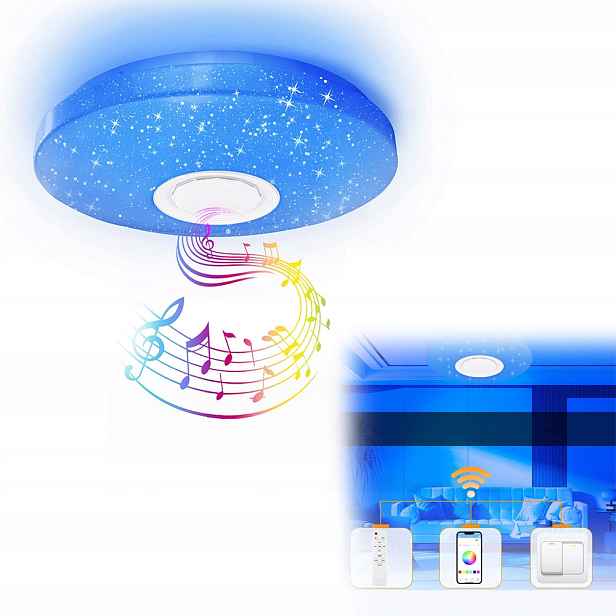 Stropní svítidlo Rgb s reproduktorem Bluetooth Led 60W s dálkovým ovládáním, aplikace