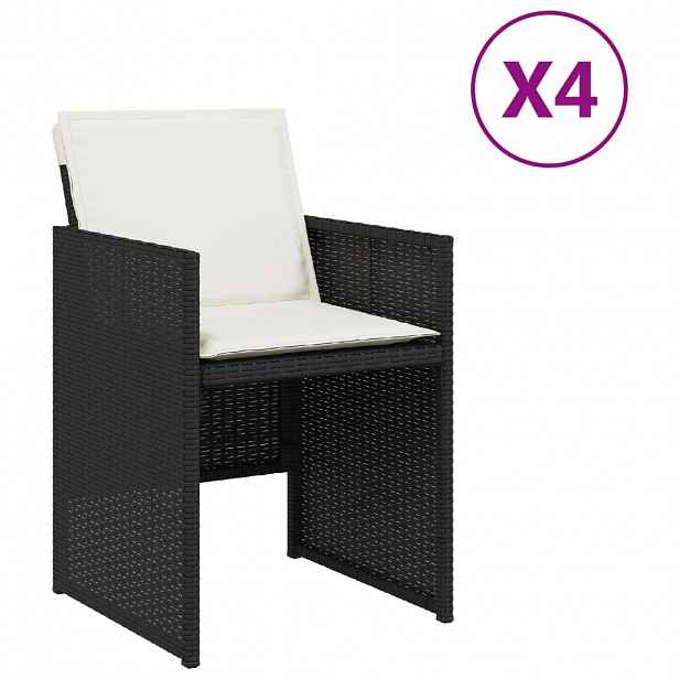 vidaXL Zahradní židle s poduškami 4 ks černé polyratan