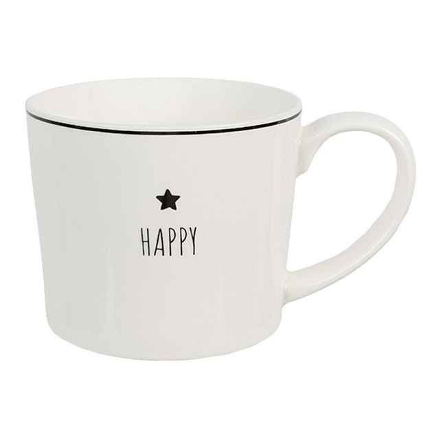 Bílý hrnek s hvězdičkou Happy - Lovely Day - 12*8*7 cm / 275 ml Clayre & Eef