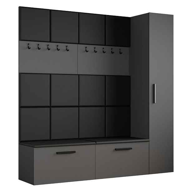 MASSENO MODERNÍ PŘEDSÍŇOVÁ SESTAVA MODULO, 201,2/204/40 cm, šedá