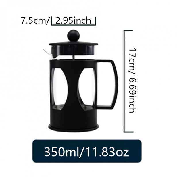TEMU 350ml Francouzský Press ve Vintage Stylu - Borosilikátové Sklo Odolné vůči Teplu a Chladu s Nerezovým Filtrem, Ideální pro Přípravu Kávy, Čaje a