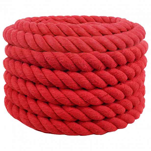 vidaXL Bavlněné lano 36 mm 25 m Červená 100% bavlna
