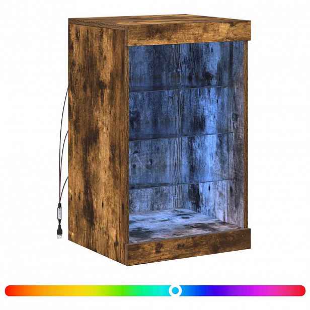 vidaXL Příborník s LED osvětlením kouřový dub 41 x 37 x 67 cm