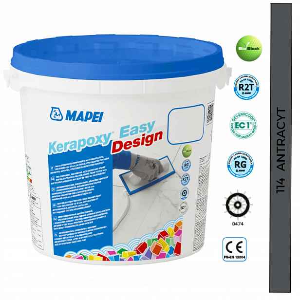 Mapei Epoxidová Spárovací Hmota Kerapoxy Easy Design 3 kg Kyselinovzdorná 114 Antracit