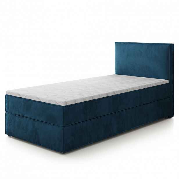 MASSENO AMERICKÁ POSTEL PELLIO 80x200 cm, s matrací a úložným prostorem, Modrá
