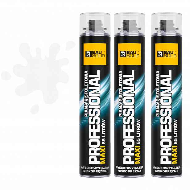 Montážní pěna nízkotlaká pistolová 3x 870 ml Profesionální Bausolid