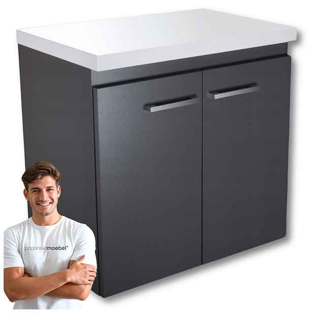 Praktická koupelnová skříňka s odolnou deskou 60 cm Grafit